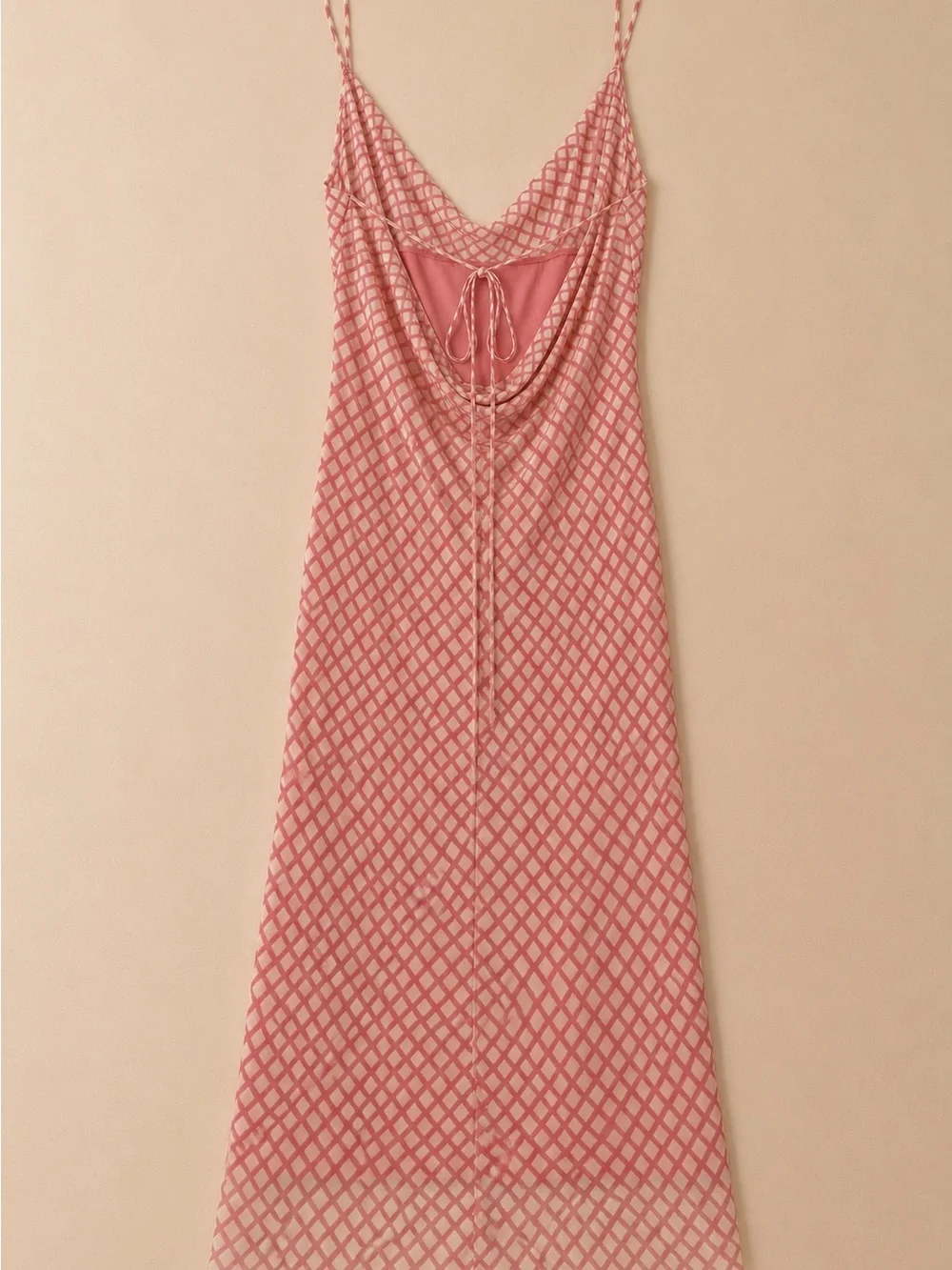 Zara Rose Pink Mesh Cowl Neck Maxi Dress Open Back Sheer Slip Dress Sz L - Picture 4 of 17
